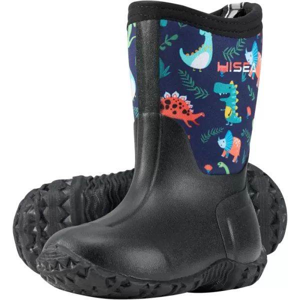 HISEA Kids Rain Boots Waterproof Youth Neoprene Rubber Rainboots for Toddlers Kid Boys &amp; Girls