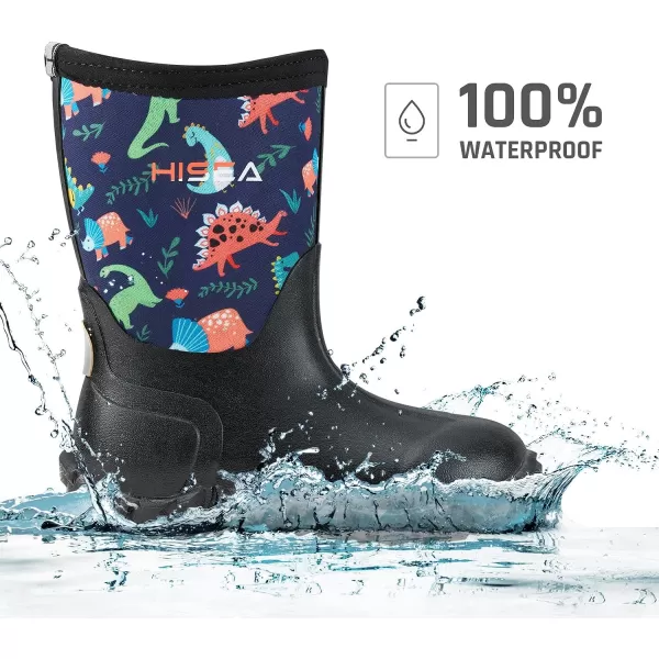HISEA Kids Rain Boots Waterproof Youth Neoprene Rubber Rainboots for Toddlers Kid Boys &amp; Girls