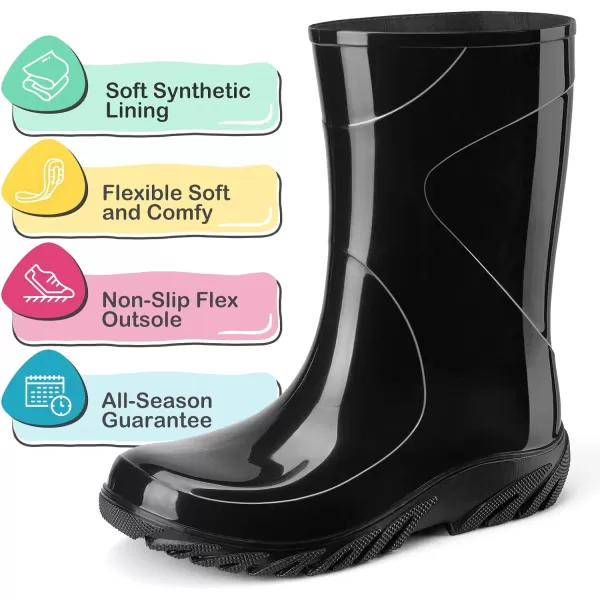 HISEA Kid's Rain Boots for Girls Boys Seamless Waterproof Rubber Rain Shoes for Toddler Little &amp; Big Kid