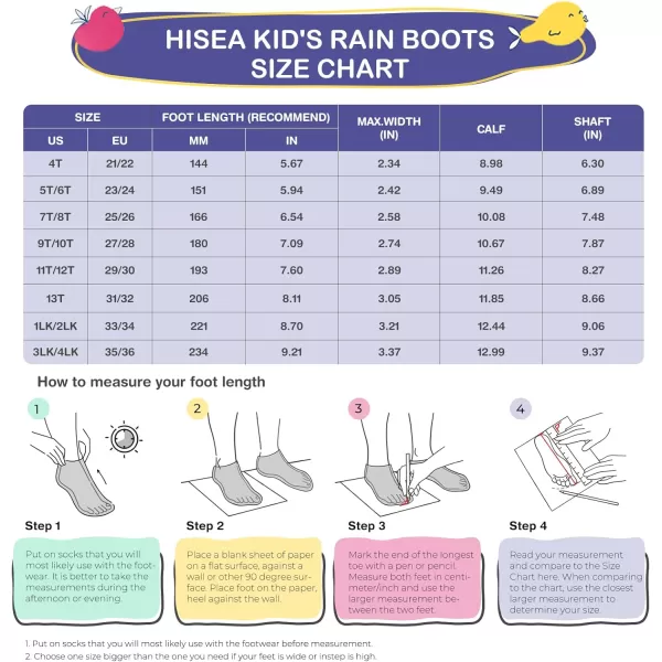 HISEA Kid's Rain Boots for Girls Boys Seamless Waterproof Rubber Rain Shoes for Toddler Little &amp; Big Kid