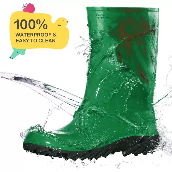 HISEA Kid's Rain Boots for Girls Boys Seamless Waterproof Rubber Rain Shoes for Toddler Little &amp; Big Kid