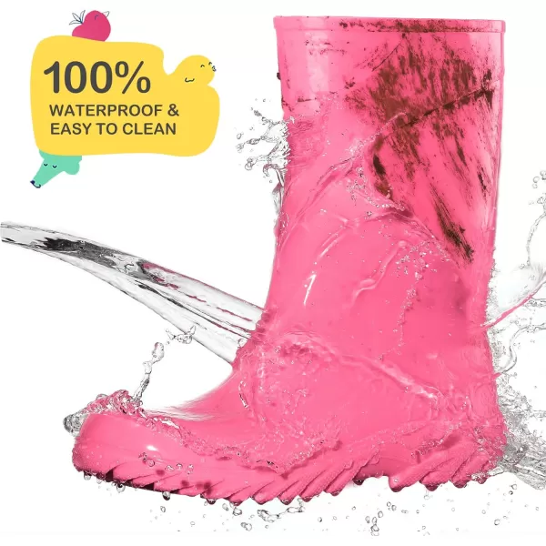 HISEA Kid's Rain Boots for Girls Boys Seamless Waterproof Rubber Rain Shoes for Toddler Little &amp; Big Kid