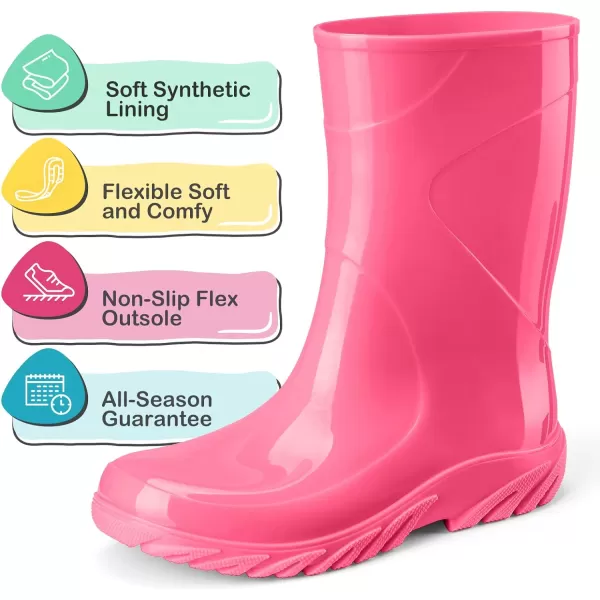 HISEA Kid's Rain Boots for Girls Boys Seamless Waterproof Rubber Rain Shoes for Toddler Little &amp; Big Kid