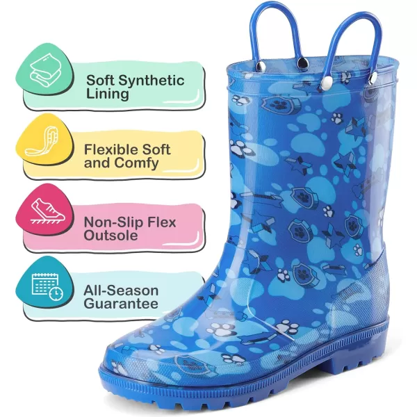 HISEA Kids Rain Boots for Toddler Boys Girls, Waterproof Rubber Boots with Easy-On Handles, Seamless PVC Rainboots Lightweight Mud Shoes for Water Beach Outdoor Playing 