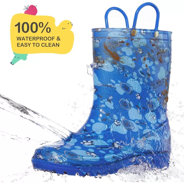 HISEA Kids Rain Boots for Toddler Boys Girls, Waterproof Rubber Boots with Easy-On Handles, Seamless PVC Rainboots Lightweight Mud Shoes for Water Beach Outdoor Playing 
