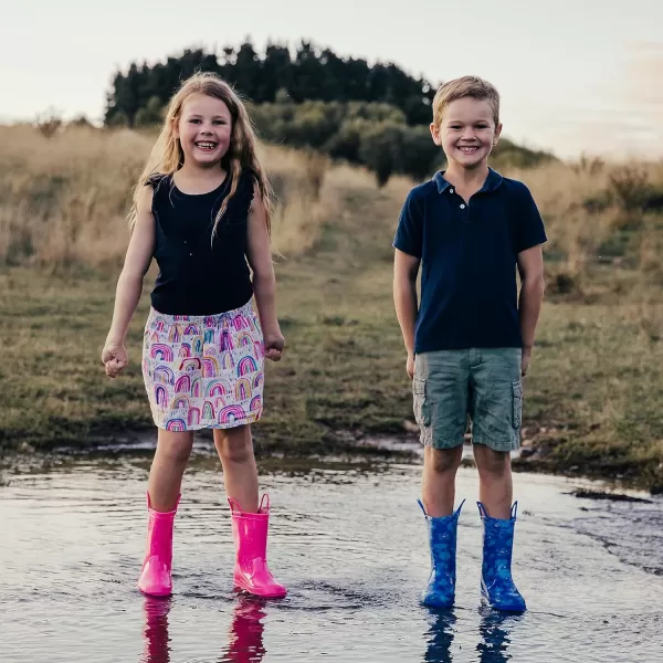 HISEA Kids Rain Boots for Toddler Boys Girls, Waterproof Rubber Boots with Easy-On Handles, Seamless PVC Rainboots Lightweight Mud Shoes for Water Beach Outdoor Playing 