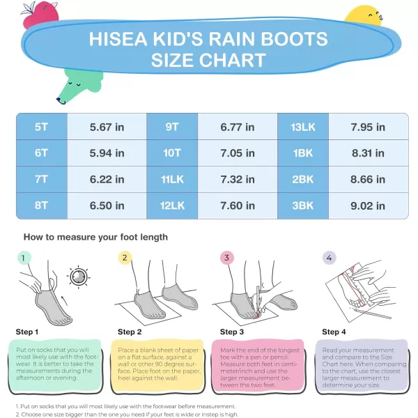 HISEA Kids Rain Boots for Toddler Boys Girls, Waterproof Rubber Boots with Easy-On Handles, Seamless PVC Rainboots Lightweight Mud Shoes for Water Beach Outdoor Playing 