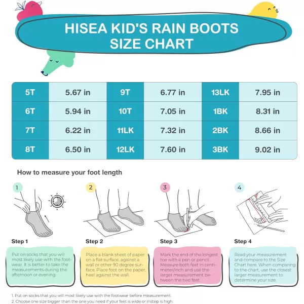 HISEA Kids Rain Boots for Toddler Boys Girls, Waterproof Rubber Boots with Easy-On Handles, Seamless PVC Rainboots Lightweight Mud Shoes for Water Beach Outdoor Playing 