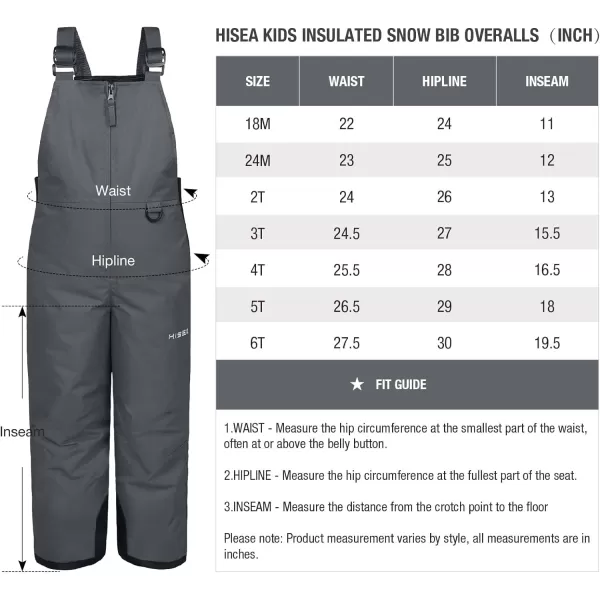 HISEA Kids Snow Bib Overalls 3M Thinsulate Infant/Toddler Ski Pants Insulated Skiing Bibs for Girls &amp; Boys