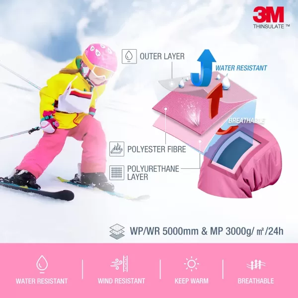HISEA Kids Snow Bib Overalls 3M Thinsulate Infant/Toddler Ski Pants Insulated Skiing Bibs for Girls &amp; Boys