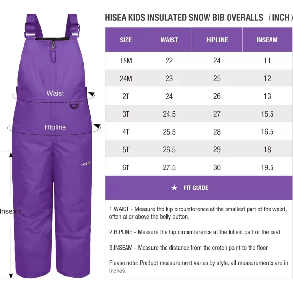HISEA Kids Snow Bib Overalls 3M Thinsulate Infant/Toddler Ski Pants Insulated Skiing Bibs for Girls &amp; Boys