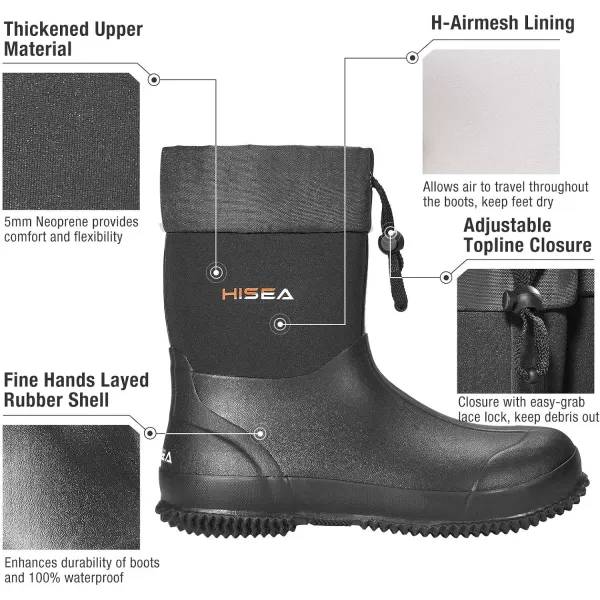 HISEA Men's Ankle Rain Boots Waterproof Garden Boots Rubber Boots Outdoor Work Boots