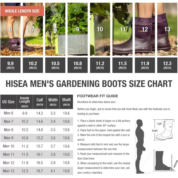 HISEA Men's Ankle Rain Boots Waterproof Garden Boots Rubber Boots Outdoor Work Boots