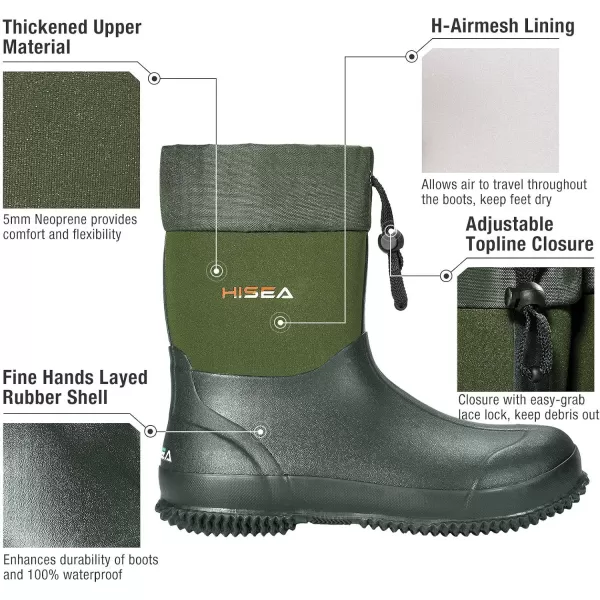 HISEA Men's Ankle Rain Boots Waterproof Garden Boots Rubber Boots Outdoor Work Boots