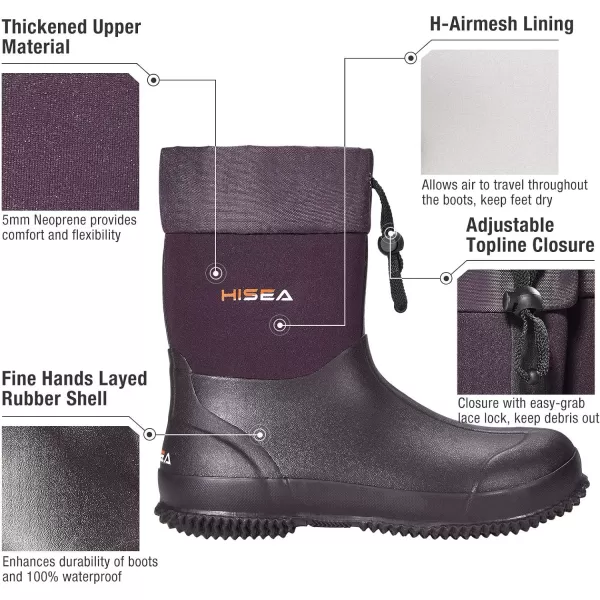 HISEA Men's Ankle Rain Boots Waterproof Garden Boots Rubber Boots Outdoor Work Boots