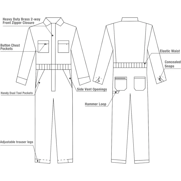 HISEA Men's Long Sleeve Coverall, Stain &amp; Wrinkle Resistant Mens Work Coverall with Multi Pockets