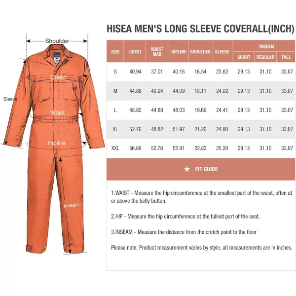HISEA Men's Long Sleeve Coverall, Stain &amp; Wrinkle Resistant Mens Work Coverall with Multi Pockets