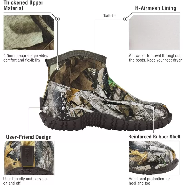 HISEA Men's Rain Boots, Ankle Height Garden Shoes Waterproof Rubber Neoprene Mud Boots Durable Insulated Short Outdoor Work Booties for Gardening Farming Camping Fishing and Yard Working