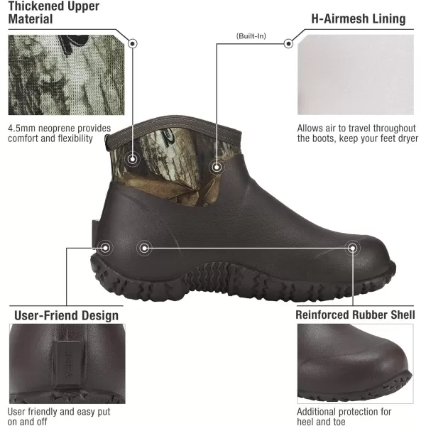 HISEA Men's Rain Boots, Ankle Height Garden Shoes Waterproof Rubber Neoprene Mud Boots Durable Insulated Short Outdoor Work Booties for Gardening Farming Camping Fishing and Yard Working