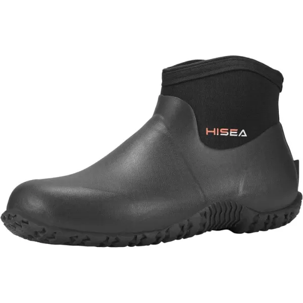 HISEA Men's Rain Boots, Ankle Height Garden Shoes Waterproof Rubber Neoprene Mud Boots Durable Insulated Short Outdoor Work Booties for Gardening Farming Camping Fishing and Yard Working