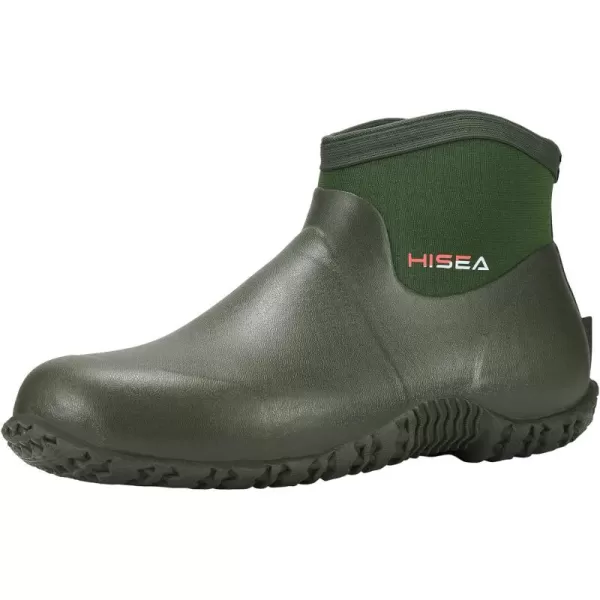 HISEA Men's Rain Boots, Ankle Height Garden Shoes Waterproof Rubber Neoprene Mud Boots Durable Insulated Short Outdoor Work Booties for Gardening Farming Camping Fishing and Yard Working