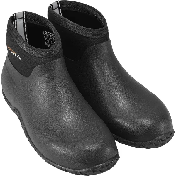 HISEA Men's Rain Boots, Ankle Height Garden Shoes Waterproof Rubber Neoprene Mud Boots Durable Insulated Short Outdoor Work Booties for Gardening Farming Camping Fishing and Yard Working