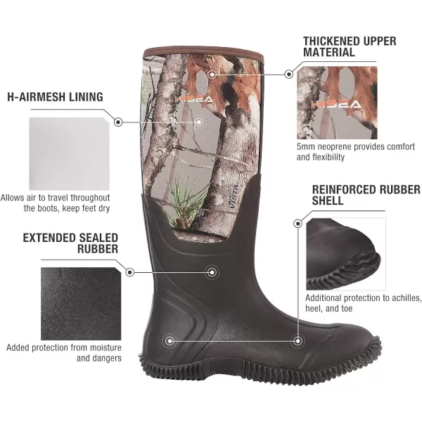 HISEA Men's Rain Boots Waterproof Durable Insulated Rubber Neoprene Outdoor Hunting Boots for Winter Snow Arctic
