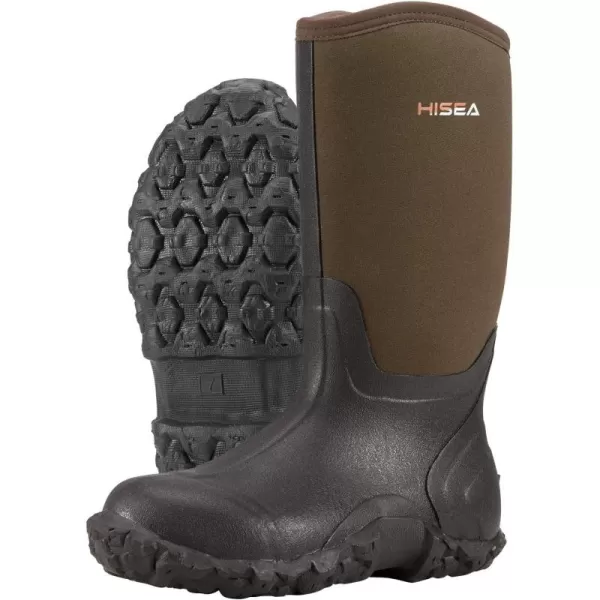 HISEA Men's Rain Boots Waterproof Rubber Boots Neoprene Insulated Mud Boots Outdoor