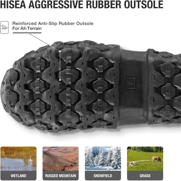 HISEA Men's Rain Boots Waterproof Rubber Boots Neoprene Insulated Mud Boots Outdoor