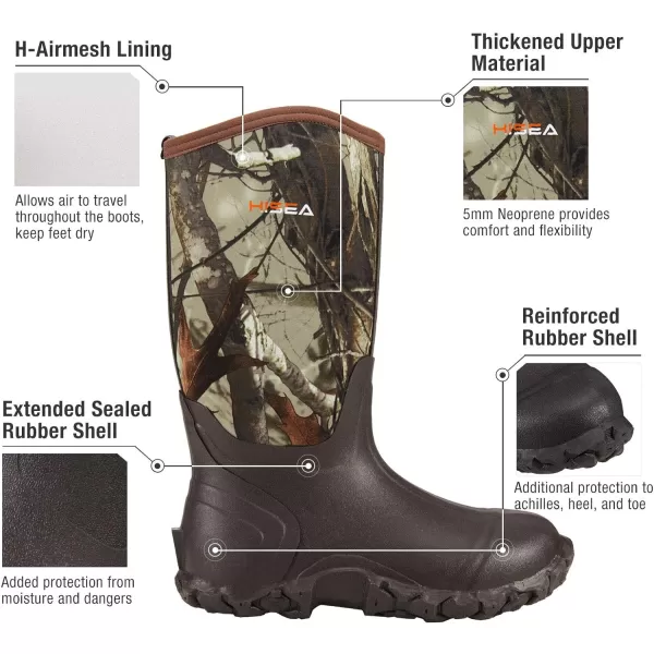 HISEA Men's Rain Boots Waterproof Rubber Boots Neoprene Insulated Mud Boots Outdoor