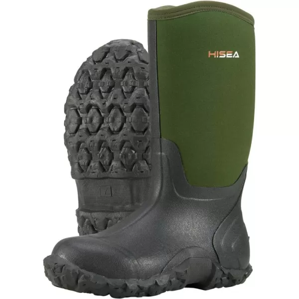 HISEA Men's Rain Boots Waterproof Rubber Boots Neoprene Insulated Mud Boots Outdoor