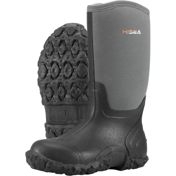 HISEA Men's Rain Boots Waterproof Rubber Boots Neoprene Insulated Mud Boots Outdoor