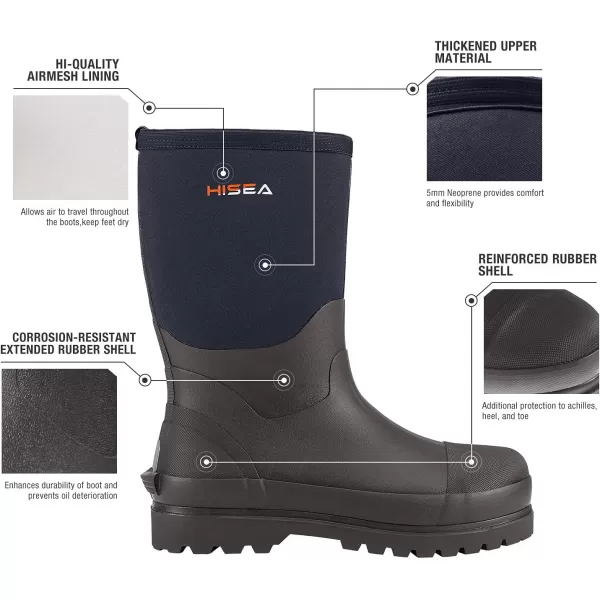 HISEA Men's Rain Boots Waterproof Work Boots Insulated Rubber Boot