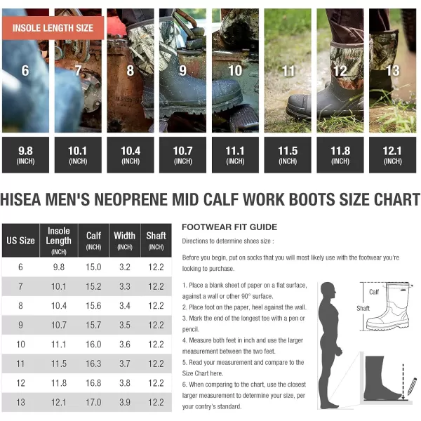 HISEA Men's Rain Boots Waterproof Work Boots Insulated Rubber Boot