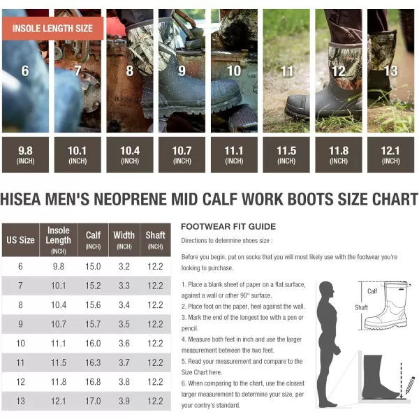 HISEA Men's Rain Boots Waterproof Work Boots Insulated Rubber Boot