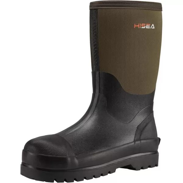 HISEA Men's Rain Boots Waterproof Work Boots Insulated Rubber Boot