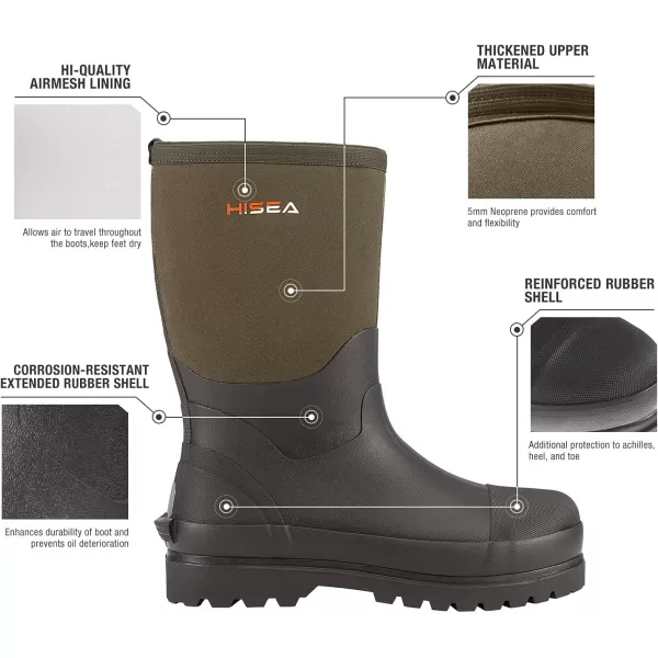 HISEA Men's Rain Boots Waterproof Work Boots Insulated Rubber Boot