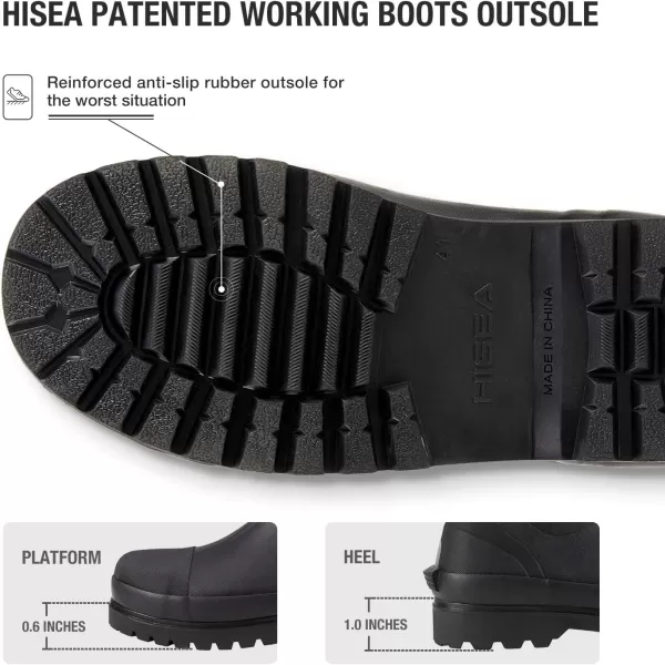 HISEA Men's Rain Boots Waterproof Work Boots Insulated Rubber Boot