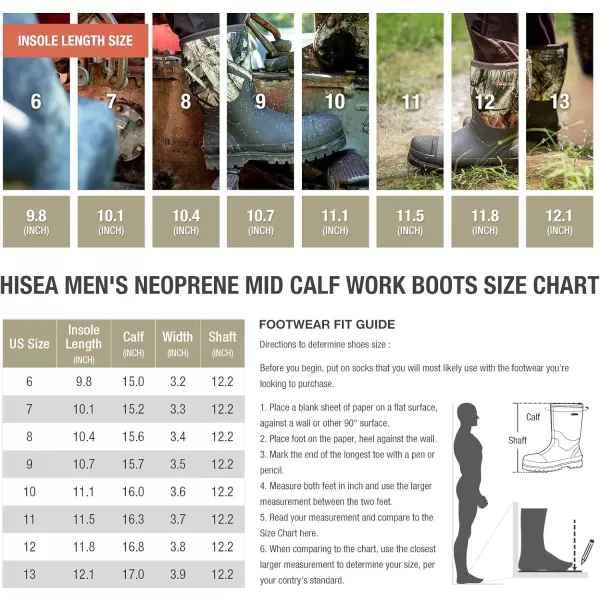 HISEA Men's Rain Boots Waterproof Work Boots Insulated Rubber Boot