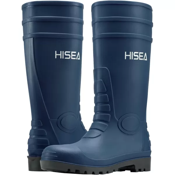 HISEA Men's Rain Boots with Steel Shank, Waterproof Rubber Protective Footwear, Seamless PVC Rainboots Non-Steel Toe Outdoor Work Boots, Durable Garden Fishing Tall Kneed Boot for Agriculture and Industrial Working