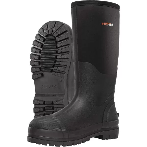 HISEA Men's Rubber Rain Boots Waterproof Neoprene Work Boot for Mud Outdoor