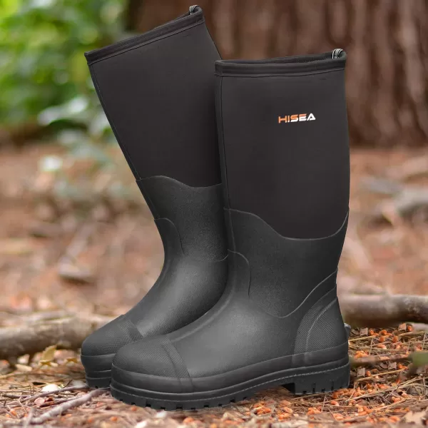 HISEA Men's Rubber Rain Boots Waterproof Neoprene Work Boot for Mud Outdoor