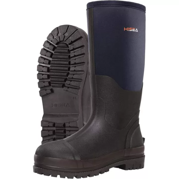 HISEA Men's Rubber Rain Boots Waterproof Neoprene Work Boot for Mud Outdoor