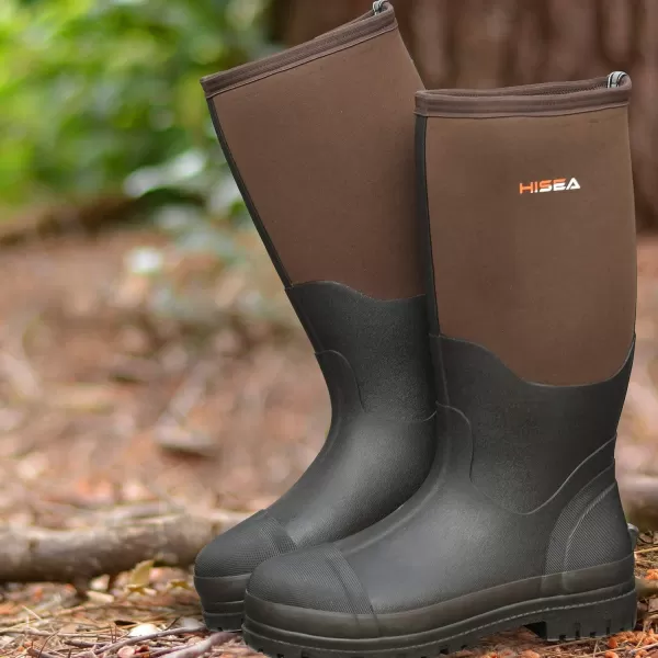 HISEA Men's Rubber Rain Boots Waterproof Neoprene Work Boot for Mud Outdoor