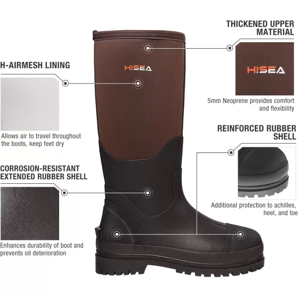 HISEA Men's Rubber Rain Boots Waterproof Neoprene Work Boot for Mud Outdoor