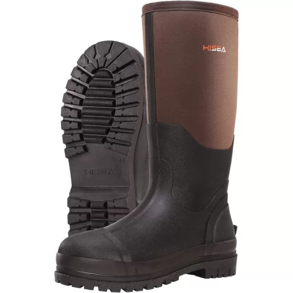 HISEA Men's Rubber Rain Boots Waterproof Neoprene Work Boot for Mud Outdoor