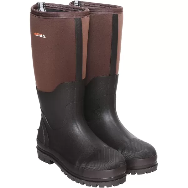 HISEA Men's Rubber Rain Boots Waterproof Neoprene Work Boot for Mud Outdoor