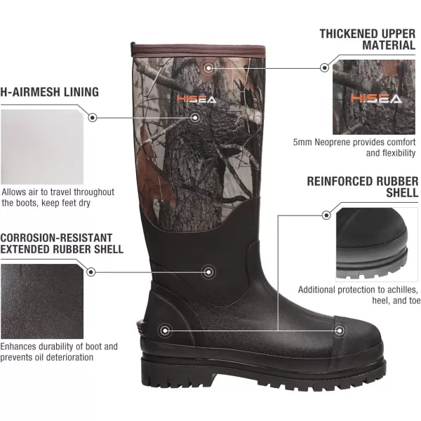 HISEA Men's Rubber Rain Boots Waterproof Neoprene Work Boot for Mud Outdoor