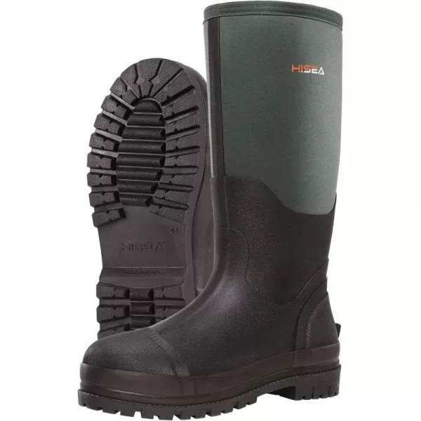 HISEA Men's Rubber Rain Boots Waterproof Neoprene Work Boot for Mud Outdoor