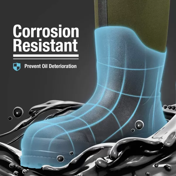 HISEA Men's Rubber Rain Boots Waterproof Neoprene Work Boot for Mud Outdoor